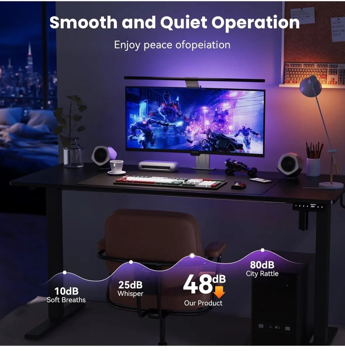 140 x 60 cm Standing Desk, Electric Height Adjusta - Image 1