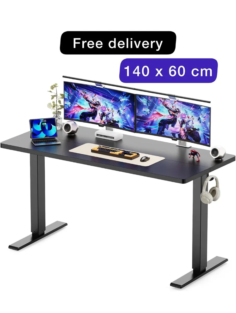 140 x 60 cm Standing Desk, Electric Height Adjusta - Image 1