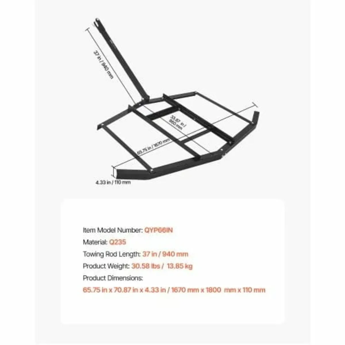 Drag Harrow, 66" Width Tow Behind Drag Harrow, Q23 - Image 3