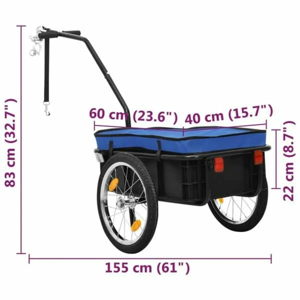 Bike Trailer/Hand Wagon 155x60x83 cm Steel Blue

D - Image 3