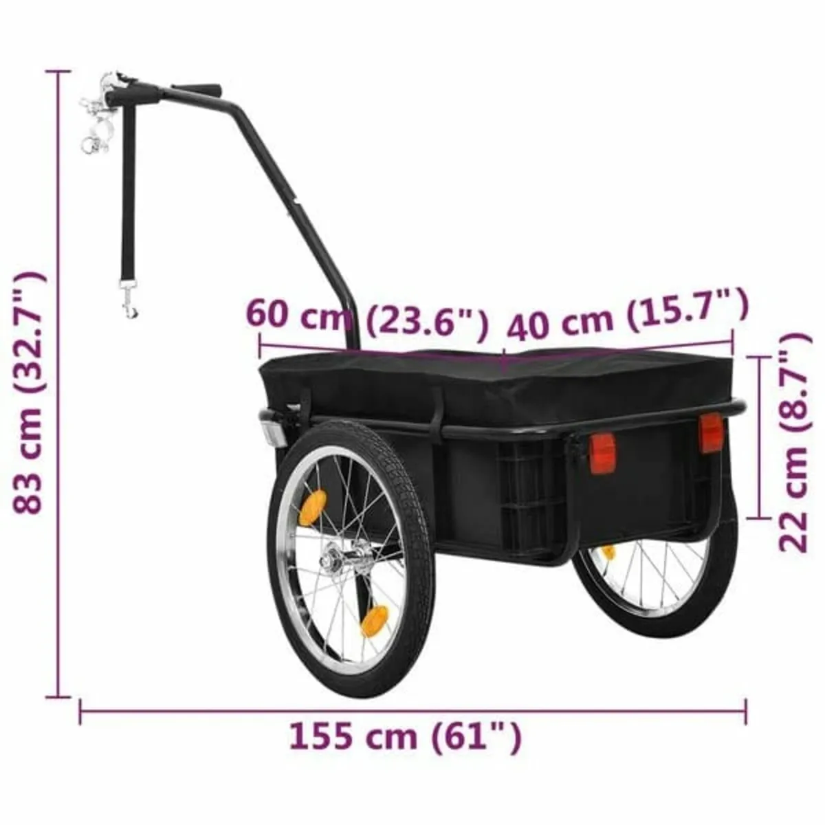 Bike Trailer/Hand Wagon 155x60x83 cm Steel Black - Image 3