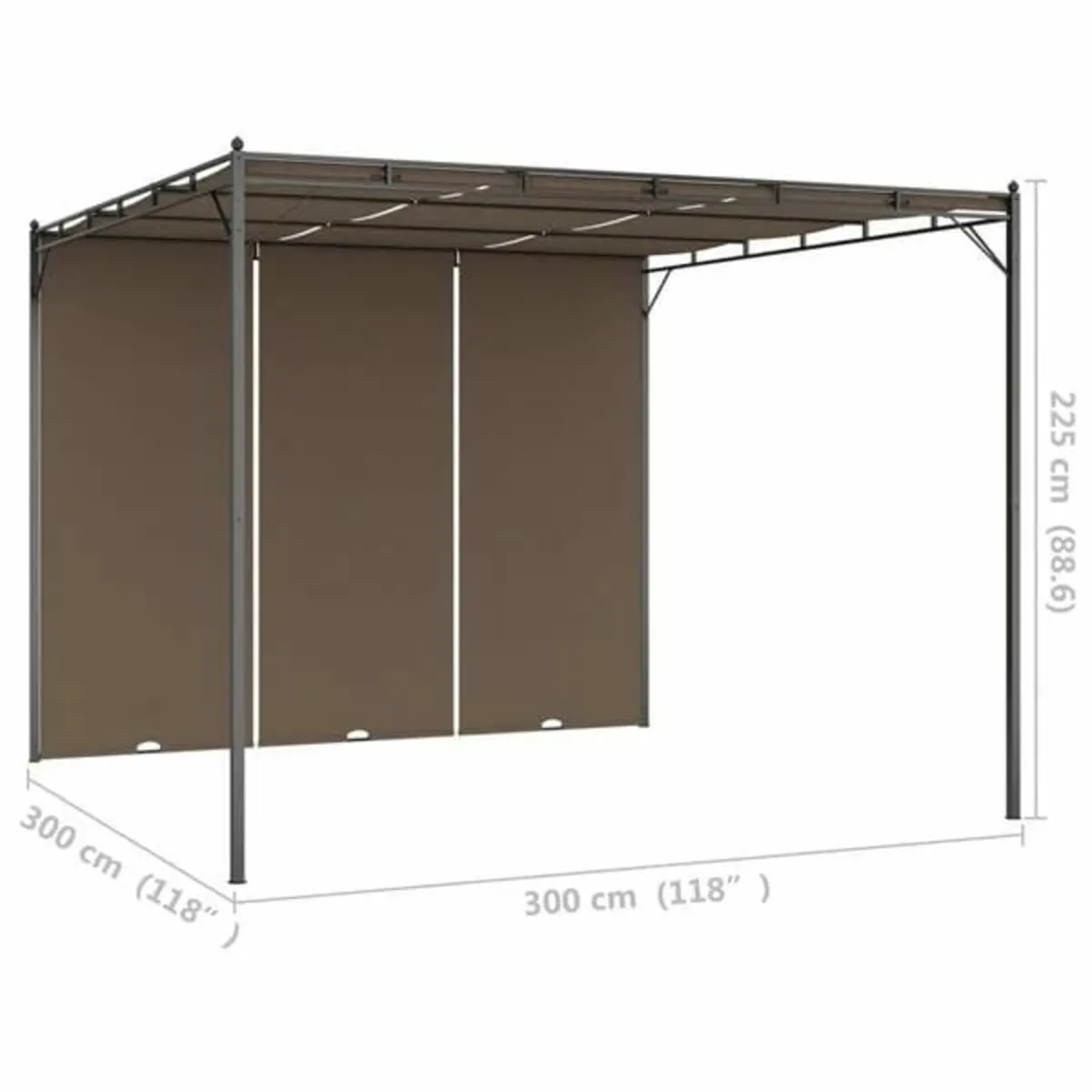 Garden Gazebo with Side Curtain 3x3x2.25 m Taupe - Image 3