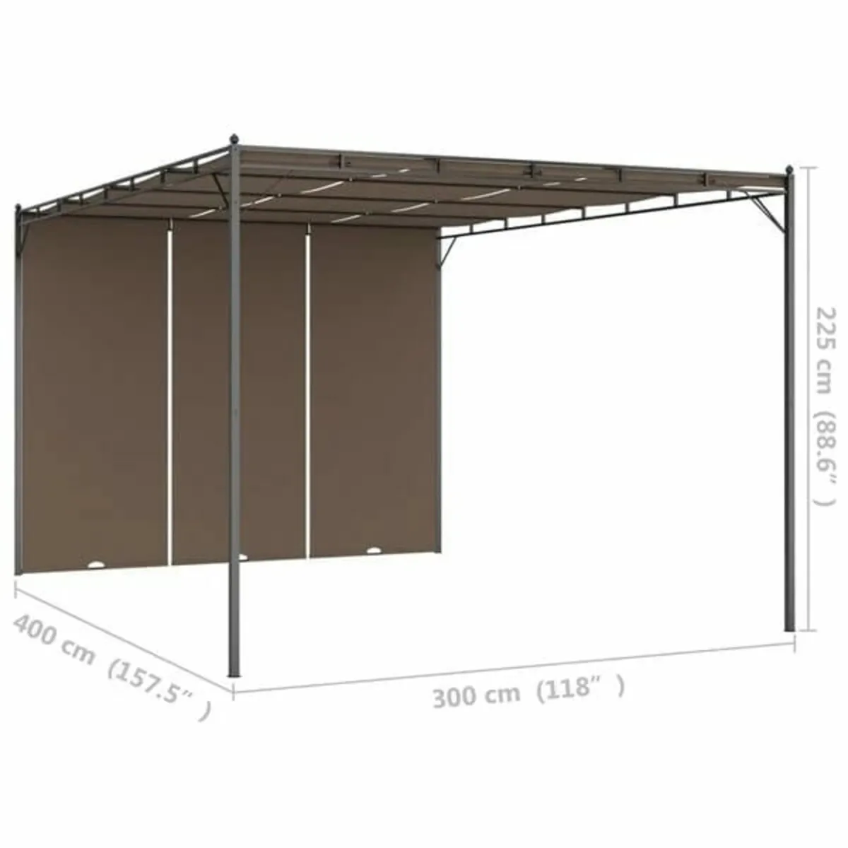 Garden Gazebo with Side Curtain 4x3x2.25 m Taupe - Image 3