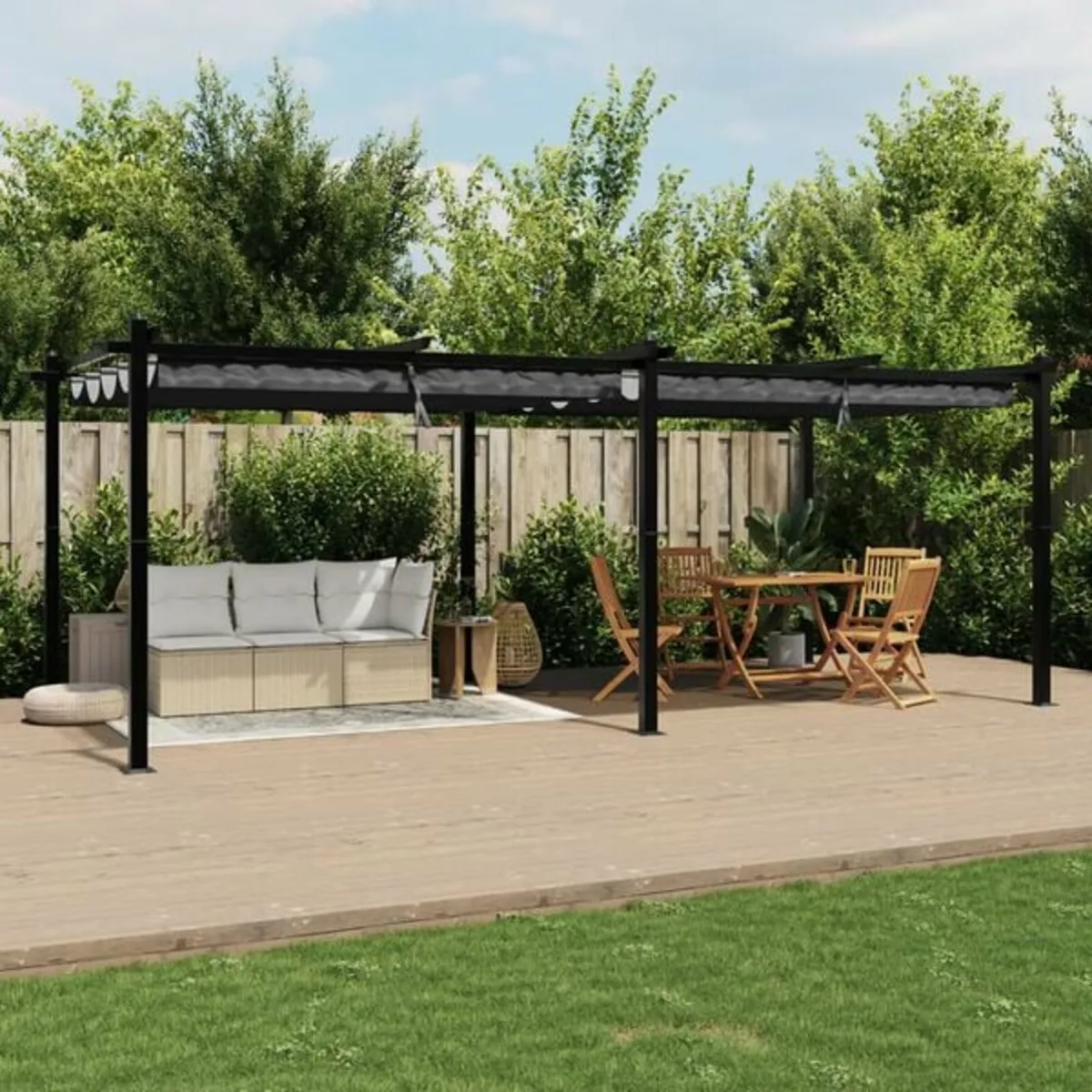 Garden Gazebo with Retractable Roof Anthracite 3x6 - Image 1
