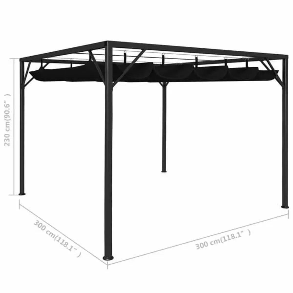 Garden Gazebo with Retractable Roof Canopy 3x3 m A - Image 3
