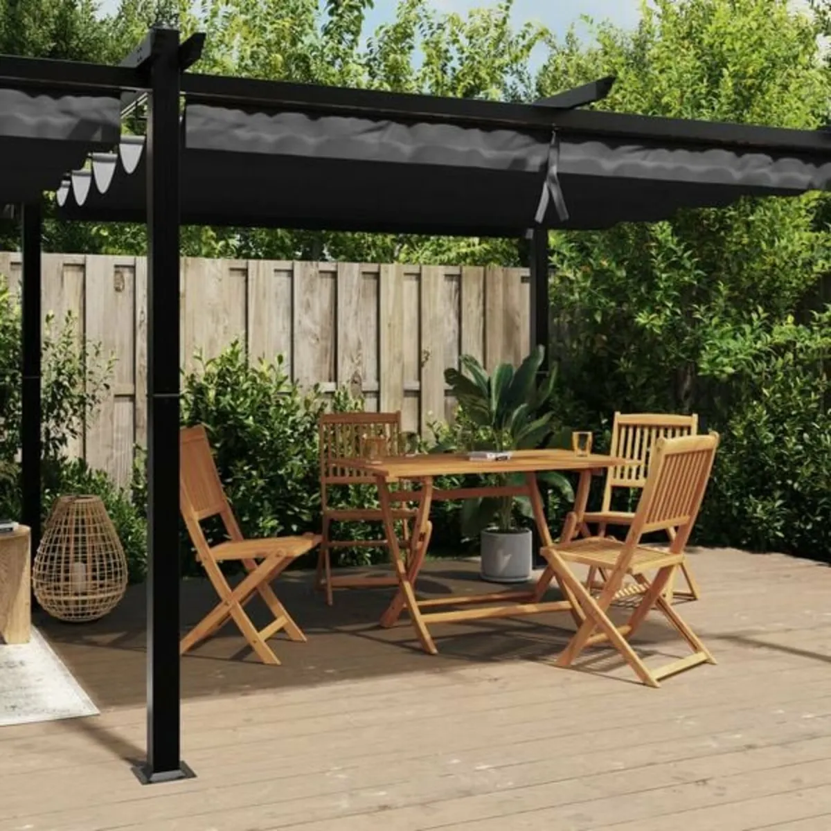 Garden Gazebo with Retractable Roof Anthracite 3x6 - Image 4