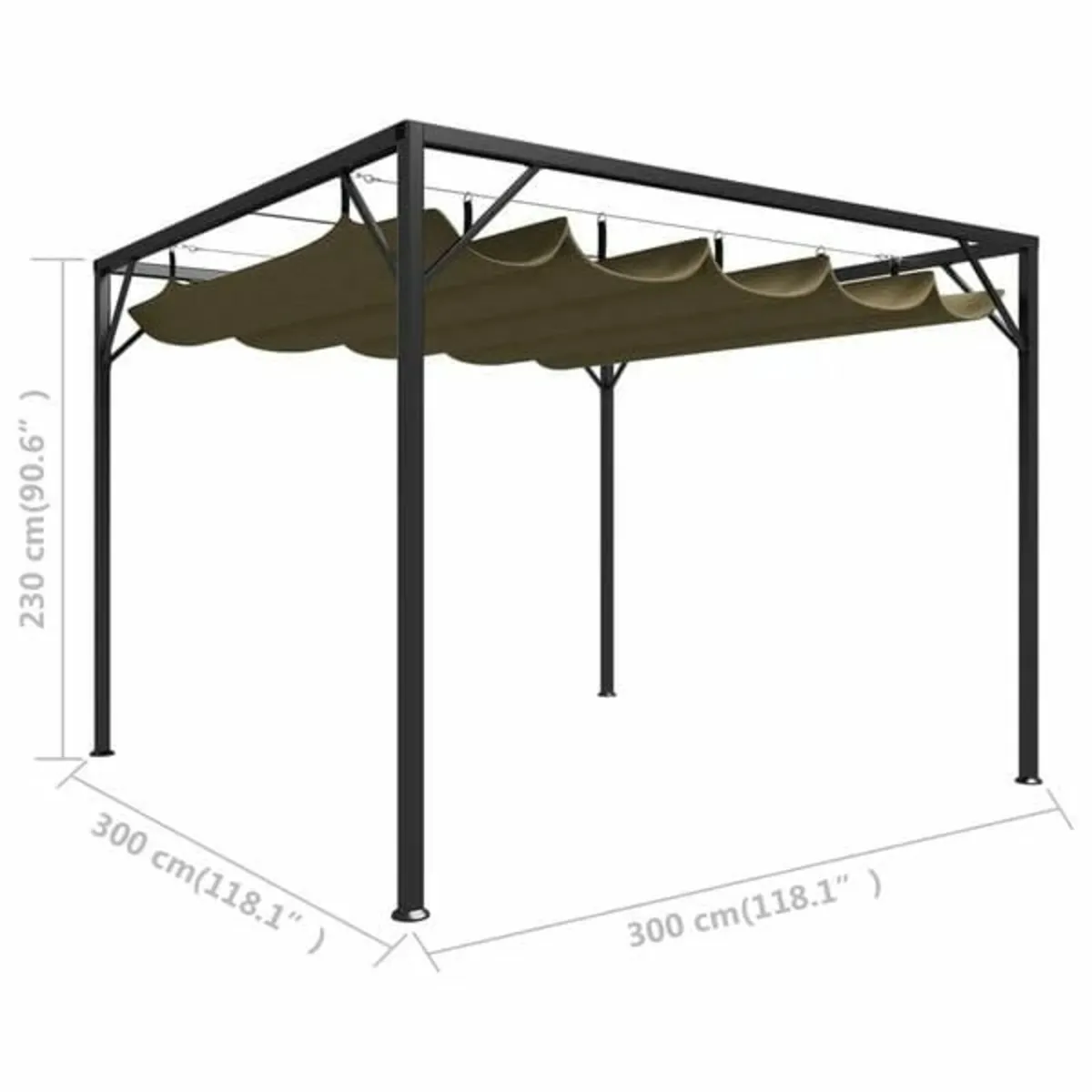 Garden Gazebo with Retractable Roof 3x3 m Taupe 18 - Image 3