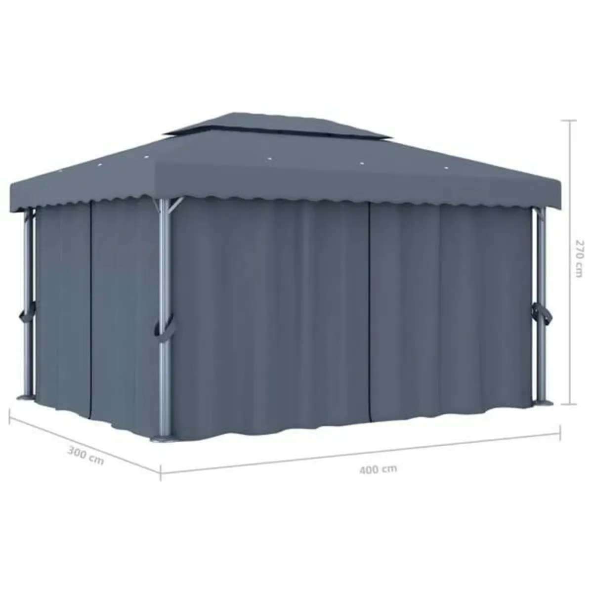 Gazebo with Curtain 4x3 m Anthracite Aluminium

De - Image 4