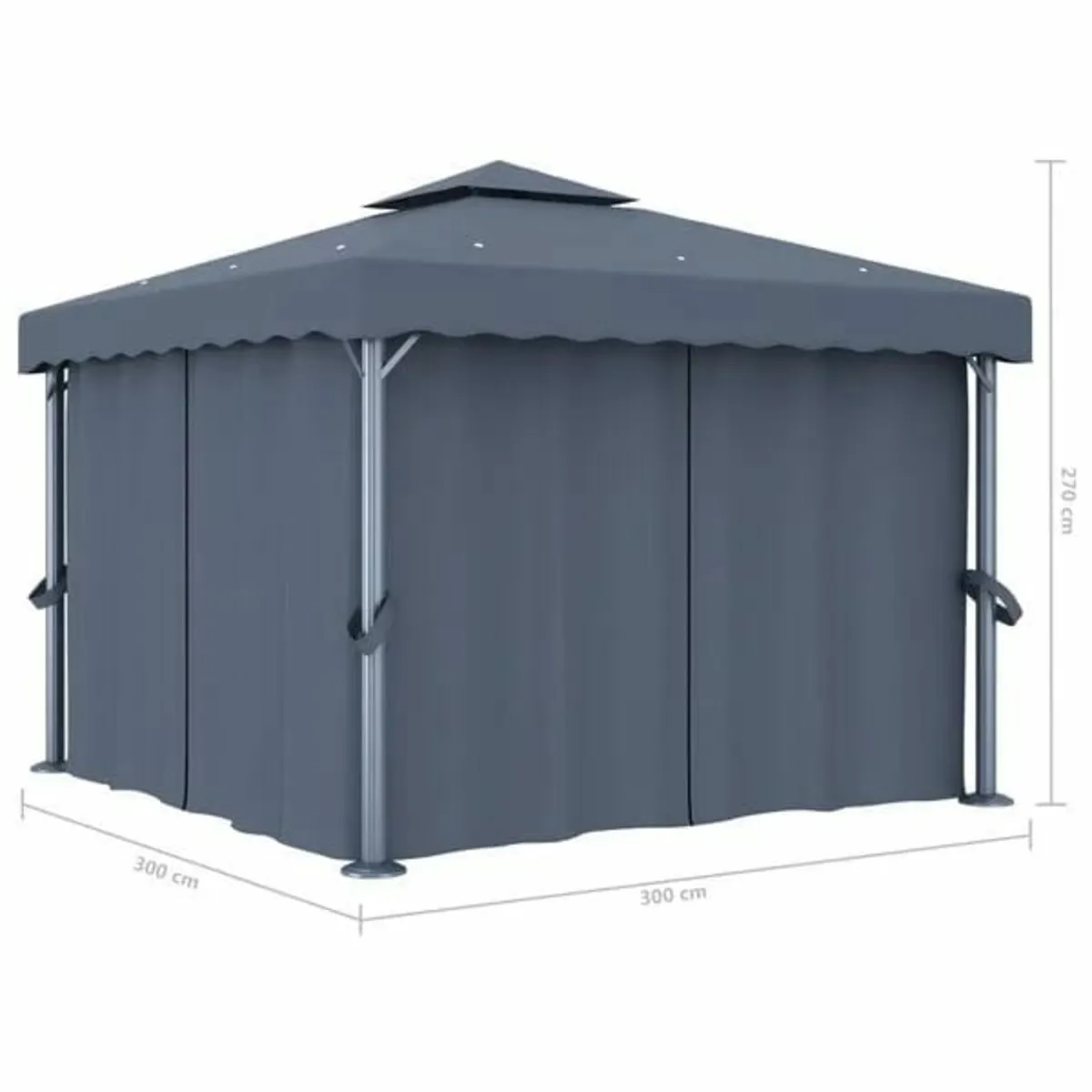 Gazebo with Curtain 3x3 m Anthracite Aluminium

De - Image 4