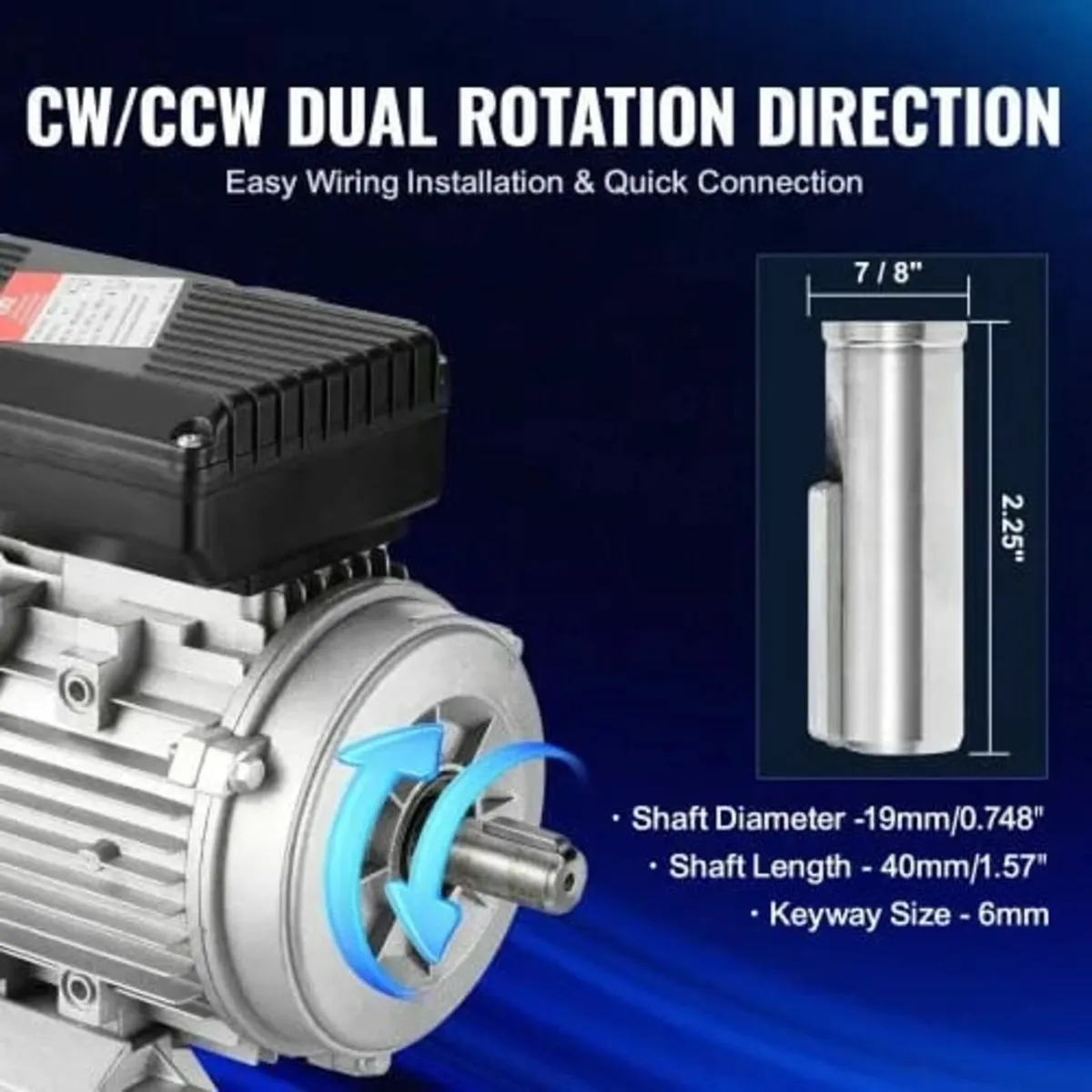 0.75KW Electric Motor 1400 rpm, AC 220~240V 5.45A, - Image 4