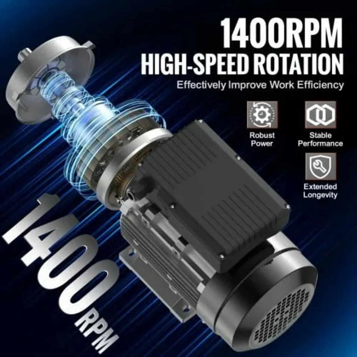 1.5KW Electric Motor 1400 rpm, AC 220~240V 9.85A, - Image 3