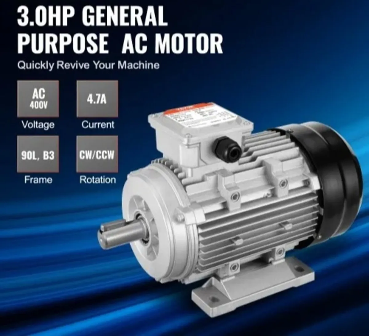 2.2KW Electric Motor 2890 rpm, AC 400V 4.7A, 90L, - Image 2