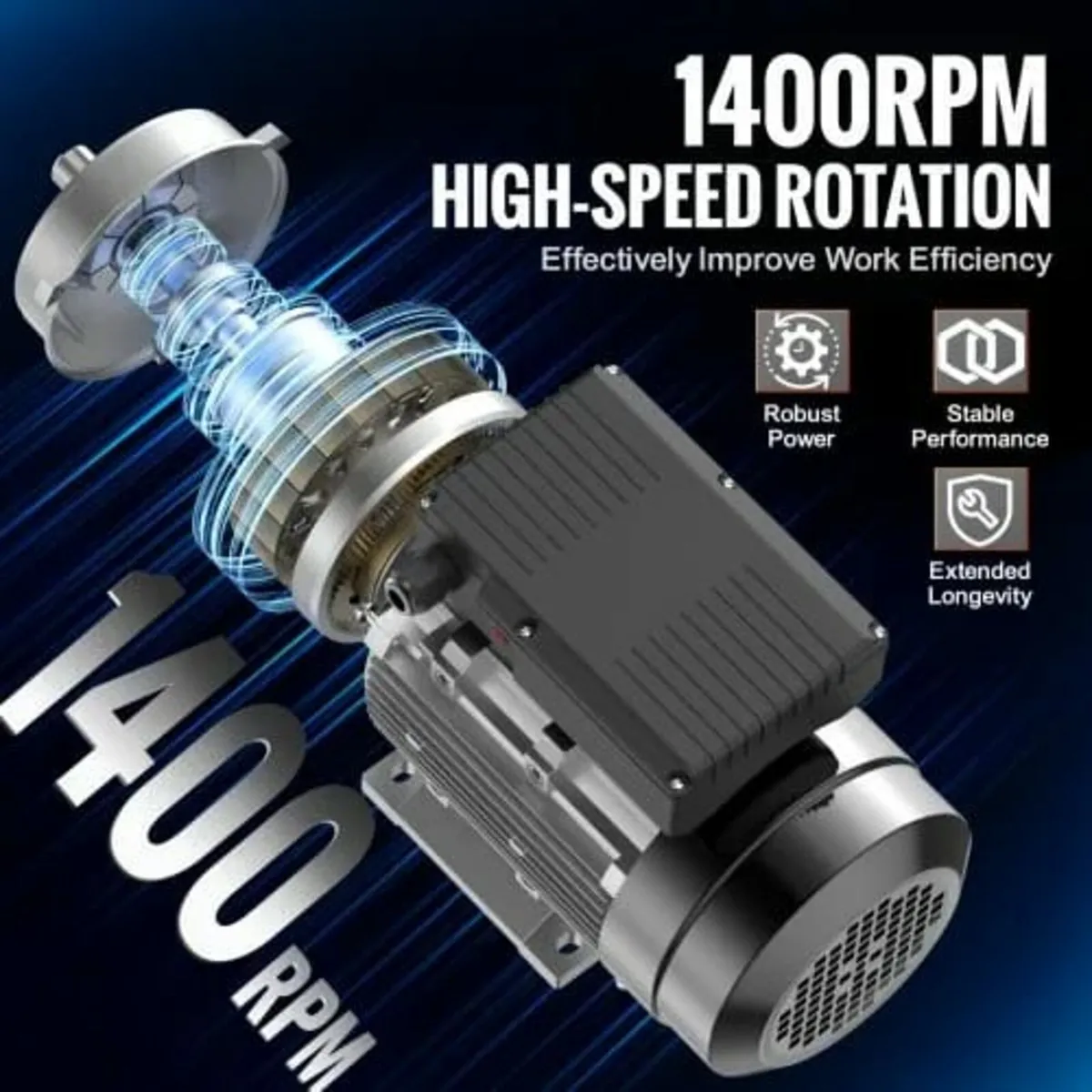 1.1KW Electric Motor 1400 rpm, AC 220~240V 7.5A, 9 - Image 2