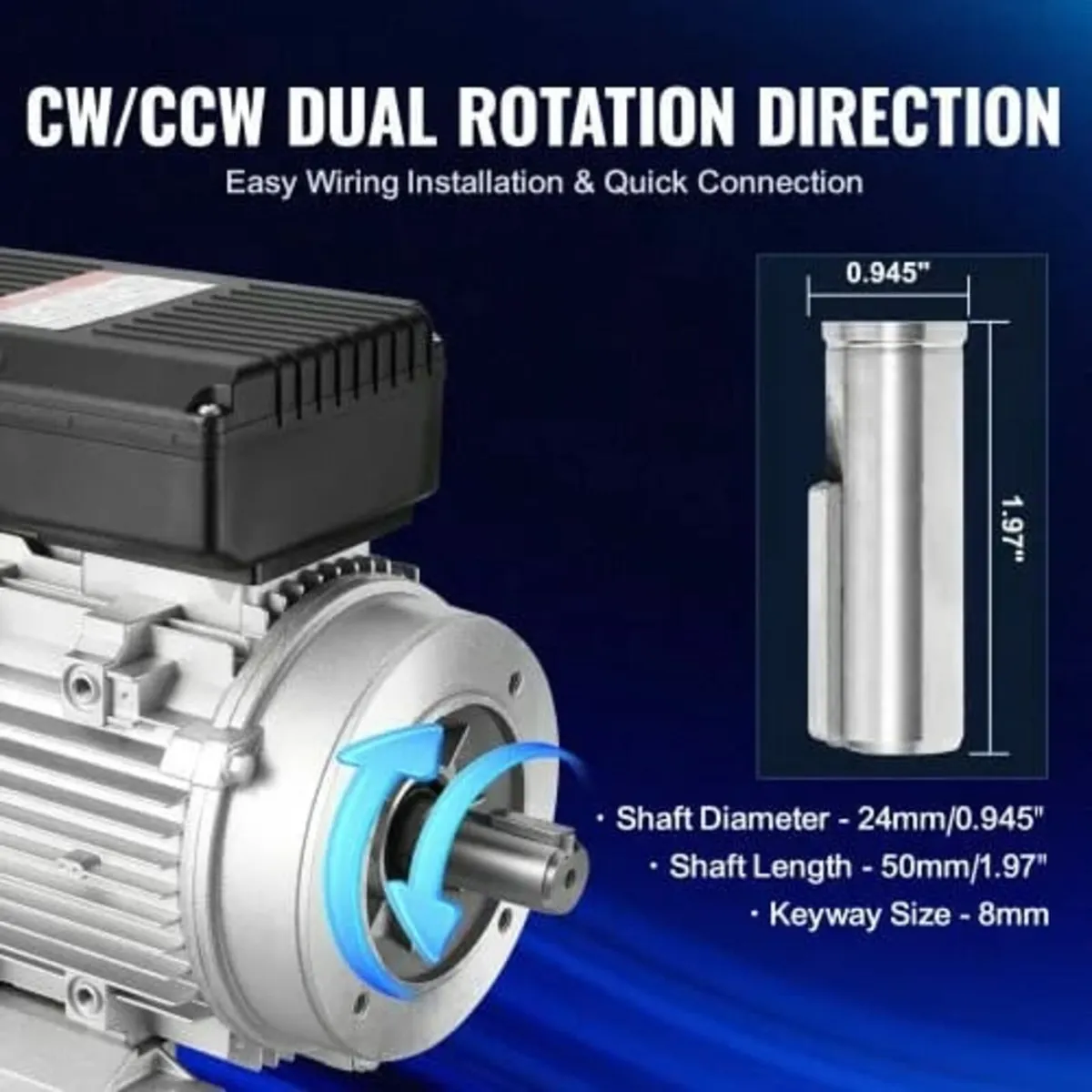 1.1KW Electric Motor 1400 rpm, AC 220~240V 7.5A, 9 - Image 3