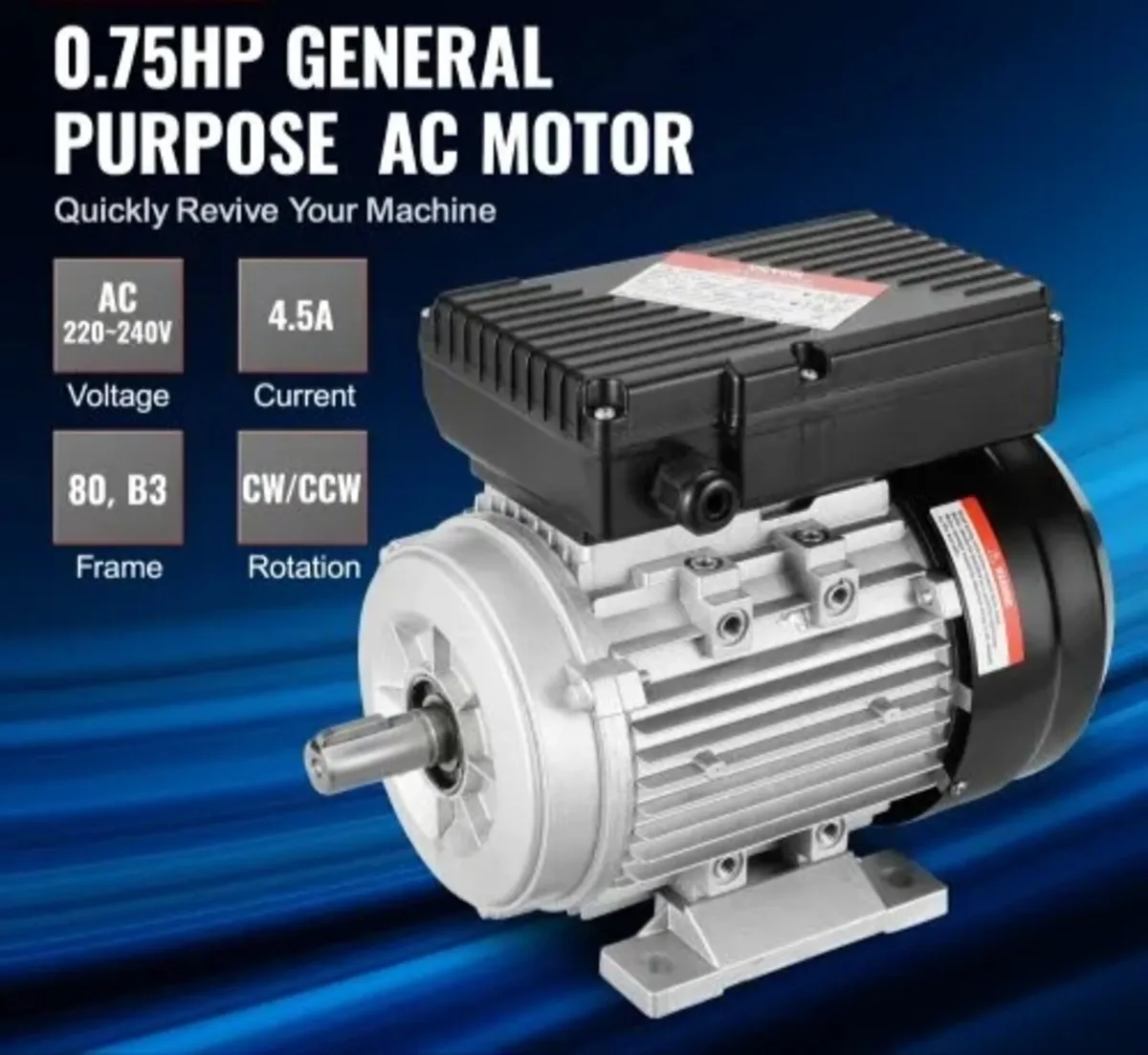 0.55KW Electric Motor 1400 rpm, AC 220~240V 4.5A, - Image 2