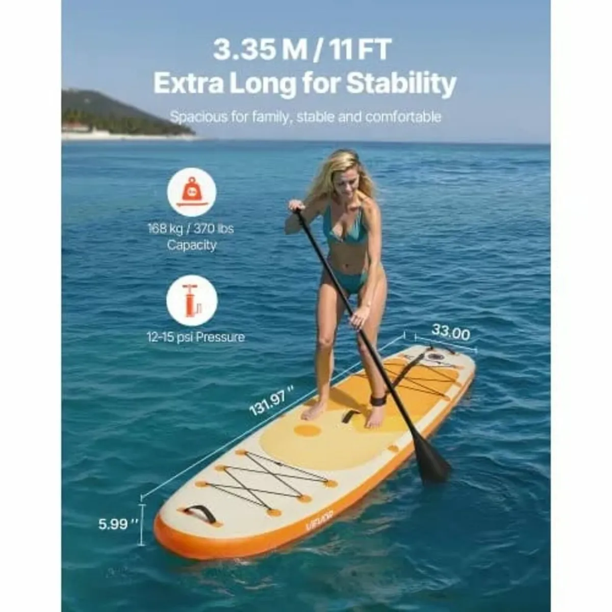 Inflatable Stand Up Paddle Board, 3.35m x 84cm x 1 - Image 2