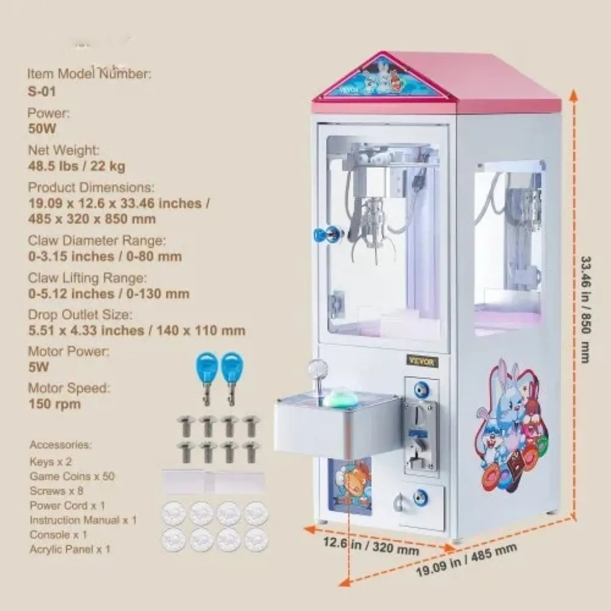 Claw Machine, 0-80mm Jaw Diameter 0-130mm Jaw lift - Image 3
