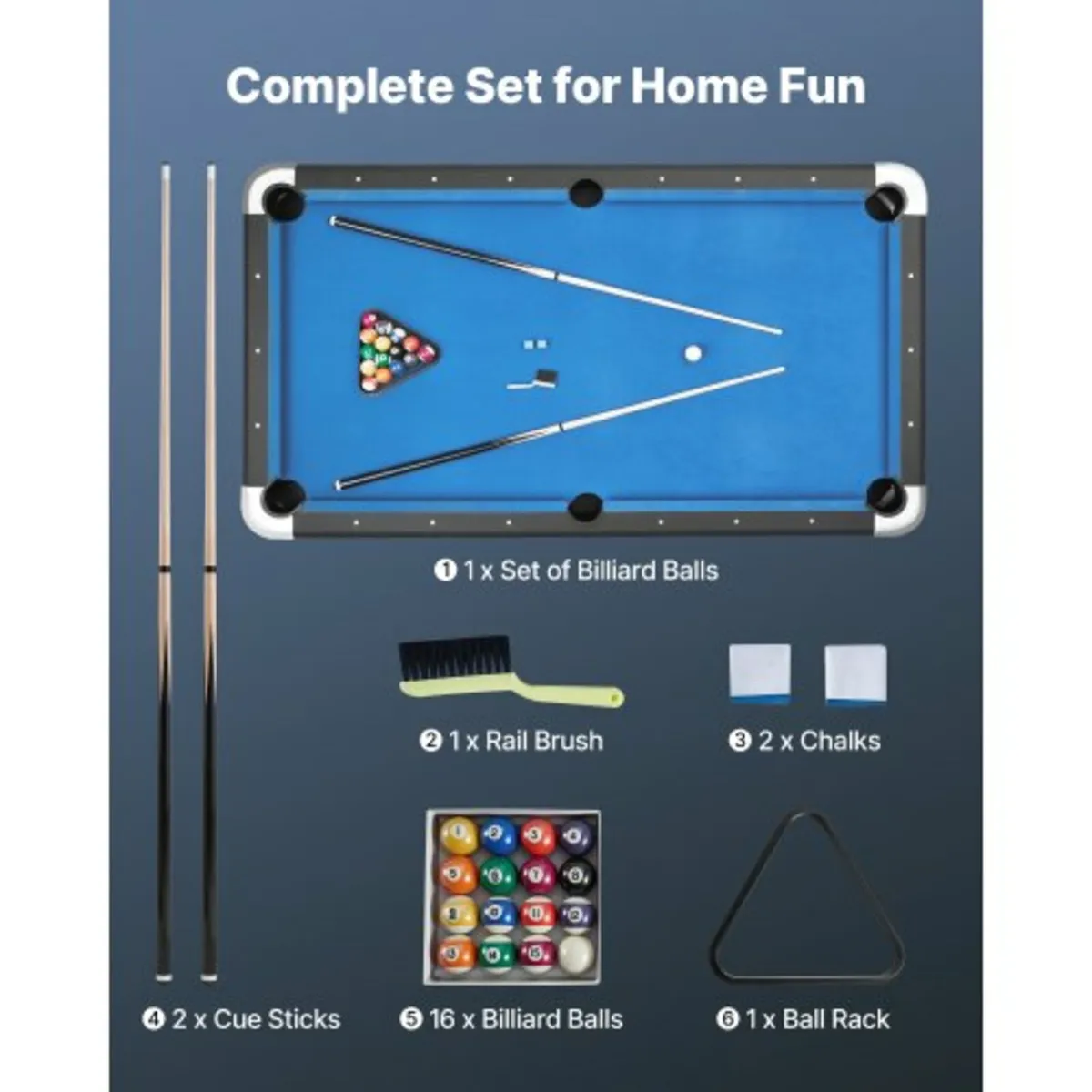 Pool Table, 213cm Portable Billiards Tables, Adjus - Image 2