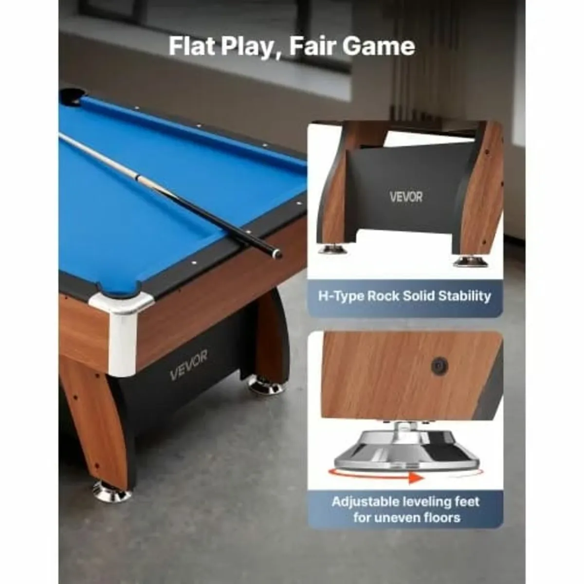 Pool Table, 244cm Portable Billiards Tables with W - Image 4