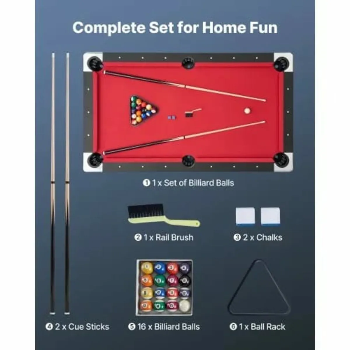 Pool Table, 183cm Portable Billiards Tables, Adjus - Image 2