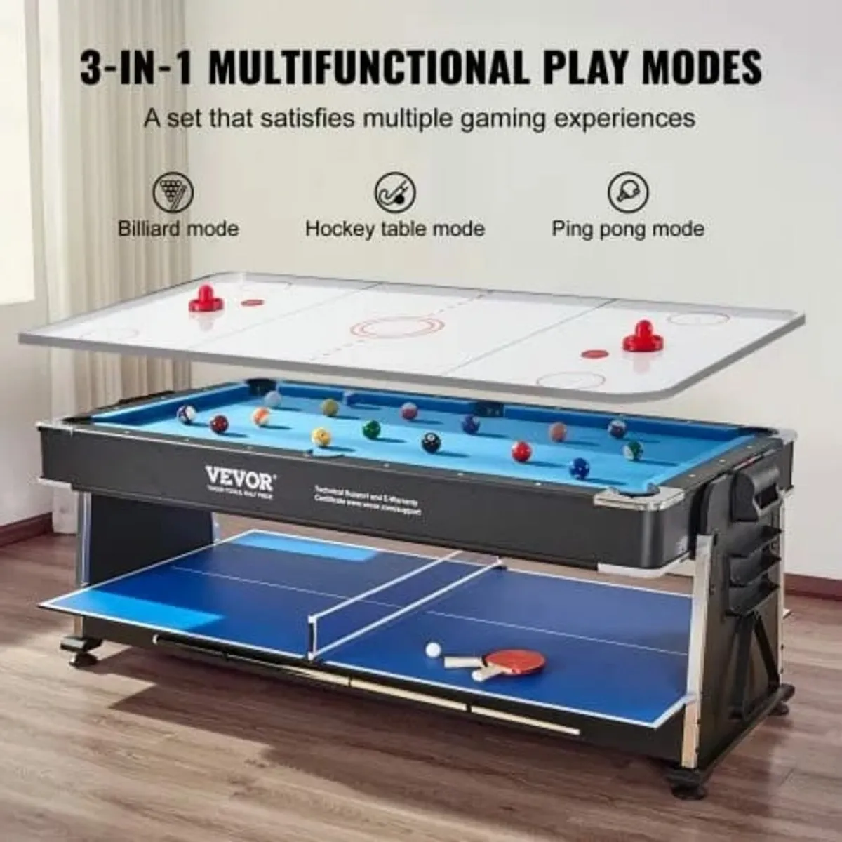 3-in-1 Rotating Swivel Multi Game Table with Air H - Image 2