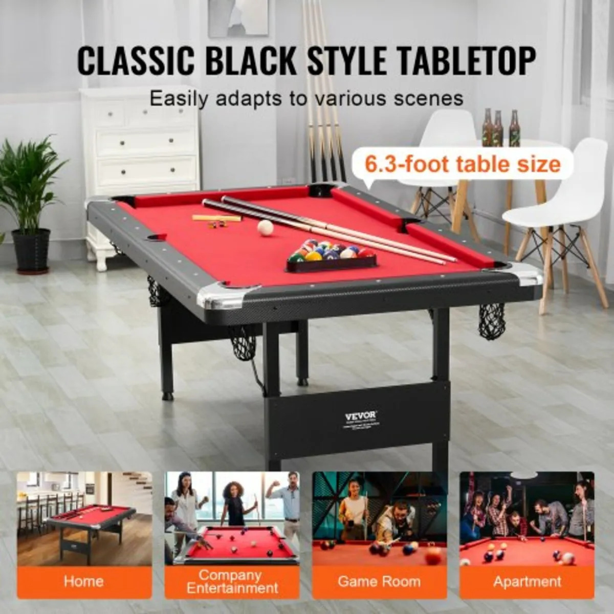 Billiards Table, 192 cm Pool Table, Portable Folda - Image 4