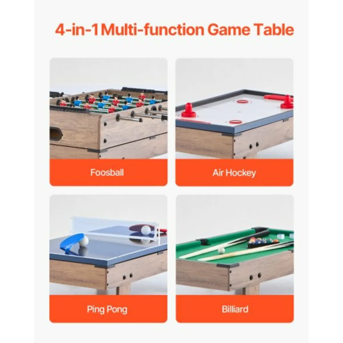 4-in-1 Combo Game Table Set, 32" Air Hockey Table, - Image 2
