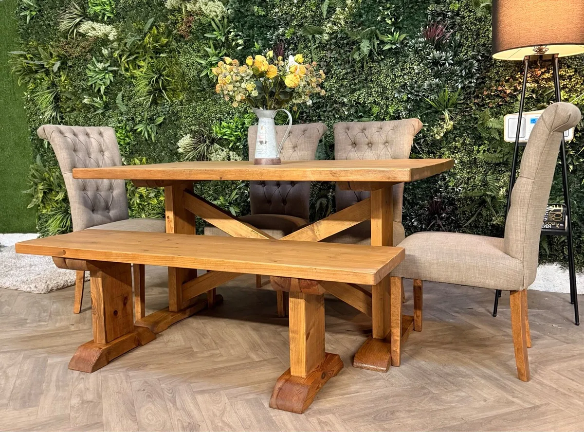 Kitchen table, 4 chairs & bench - Image 2