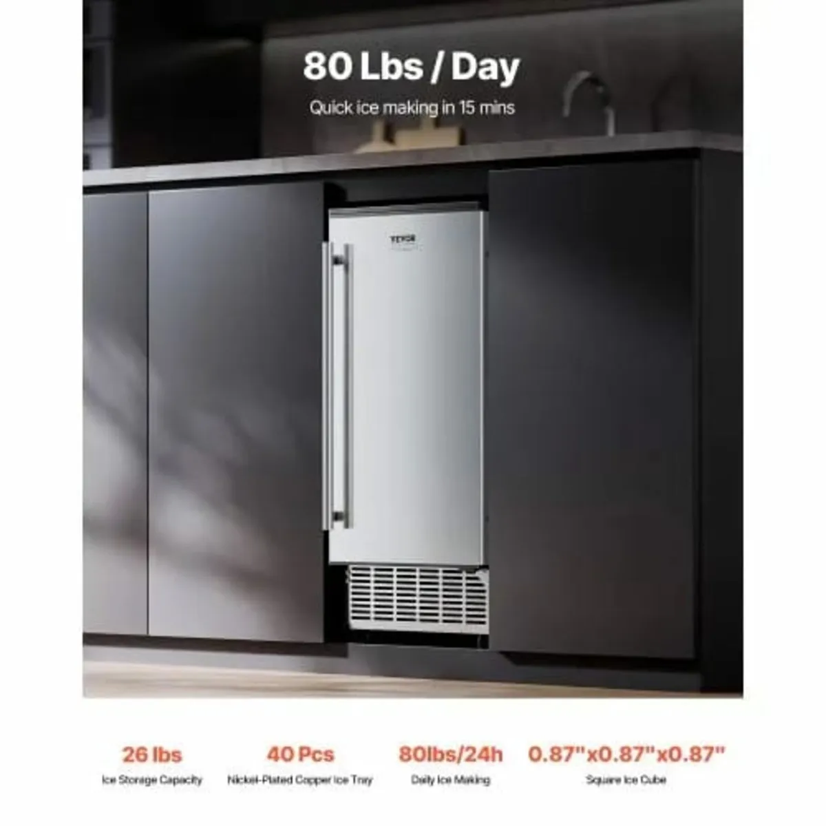 Undercounter Built-in Ice Maker, 80 Lbs/Day Under - Image 2