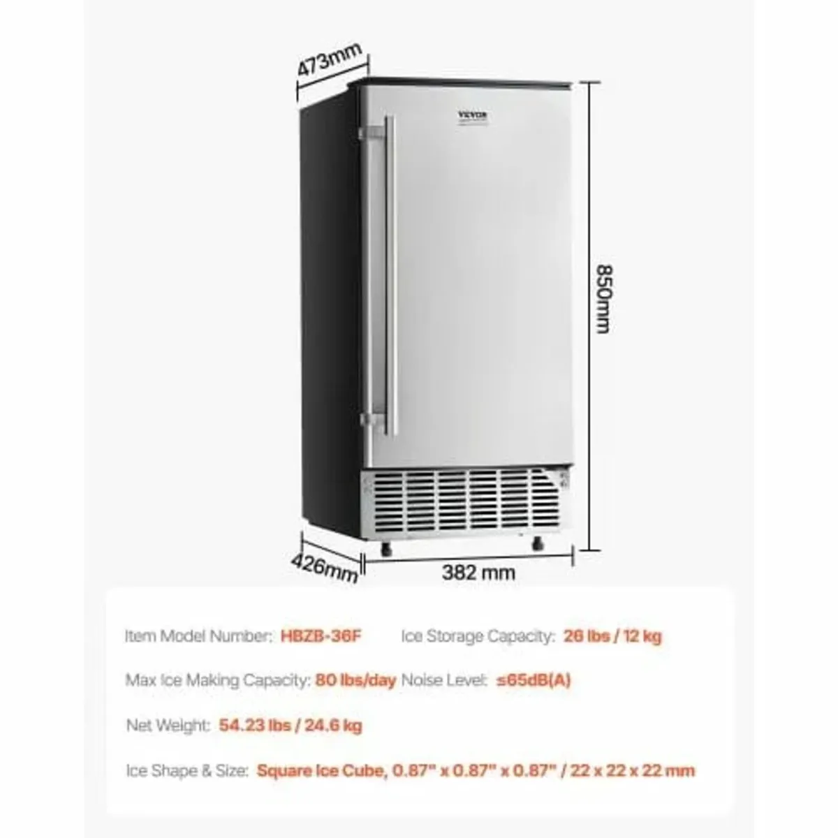Undercounter Built-in Ice Maker, 80 Lbs/Day Under - Image 3