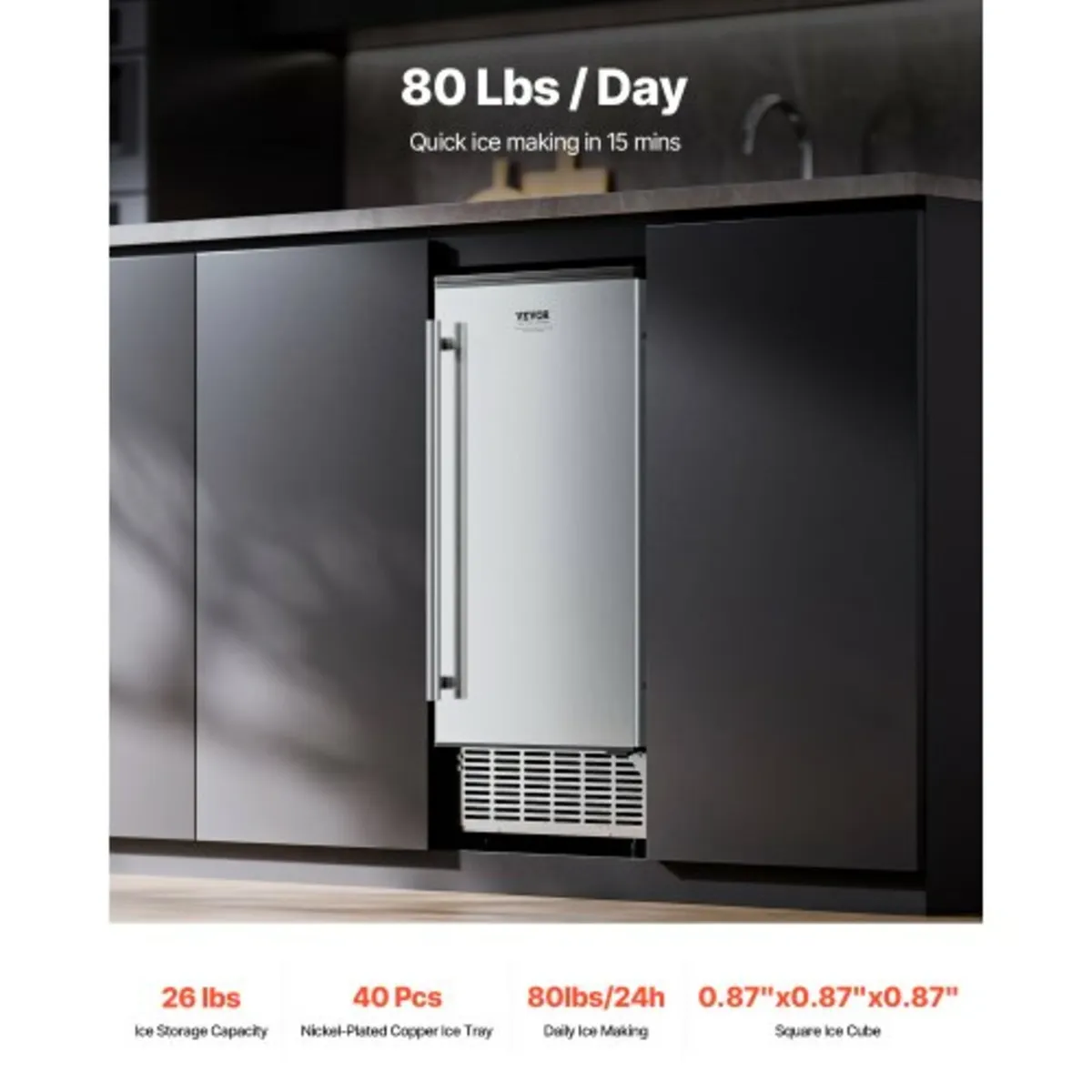 Undercounter Built-in Ice Maker, 80 Lbs/Day Under - Image 4