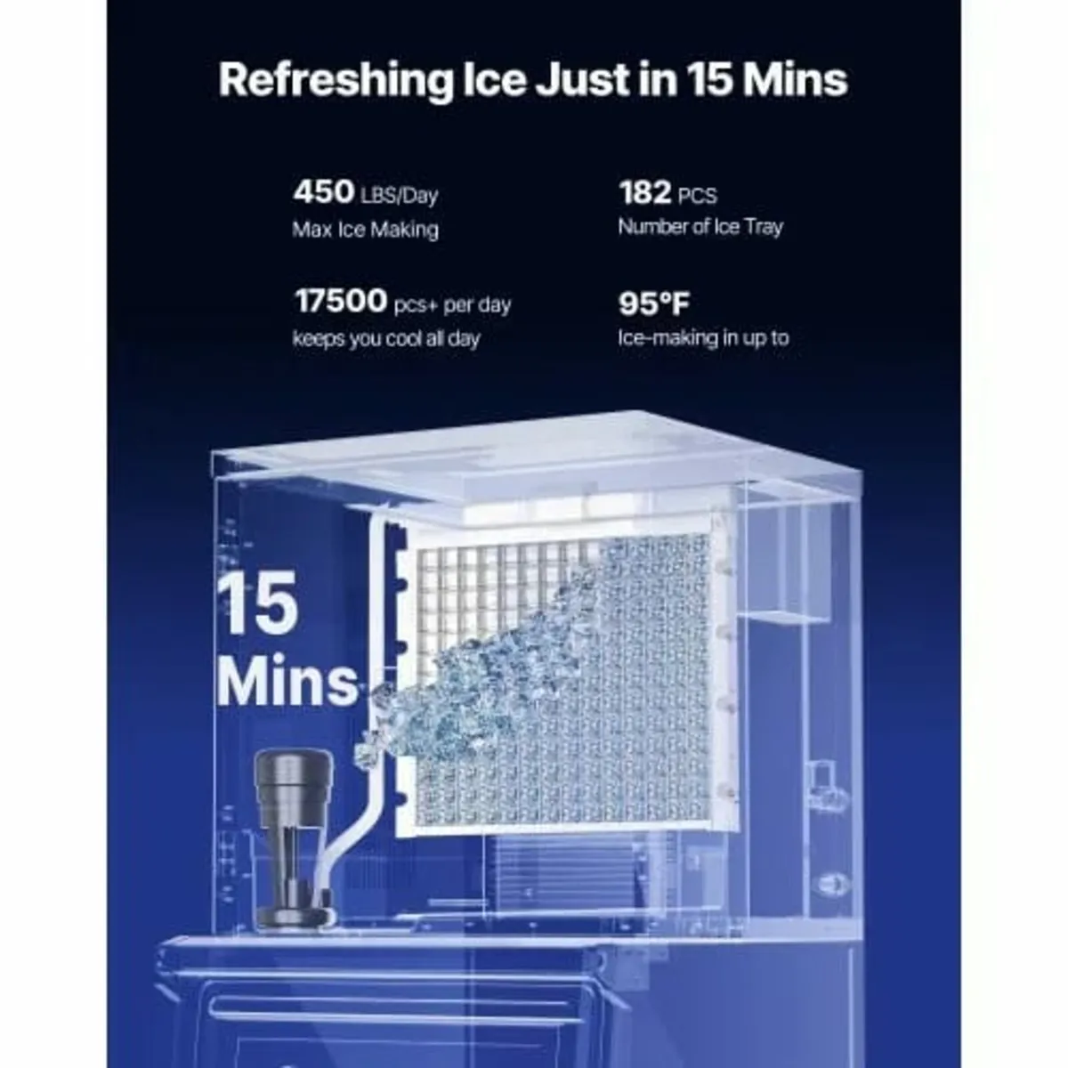 Commercial Ice Maker Machine, 204KG/24H Ice-Making - Image 4