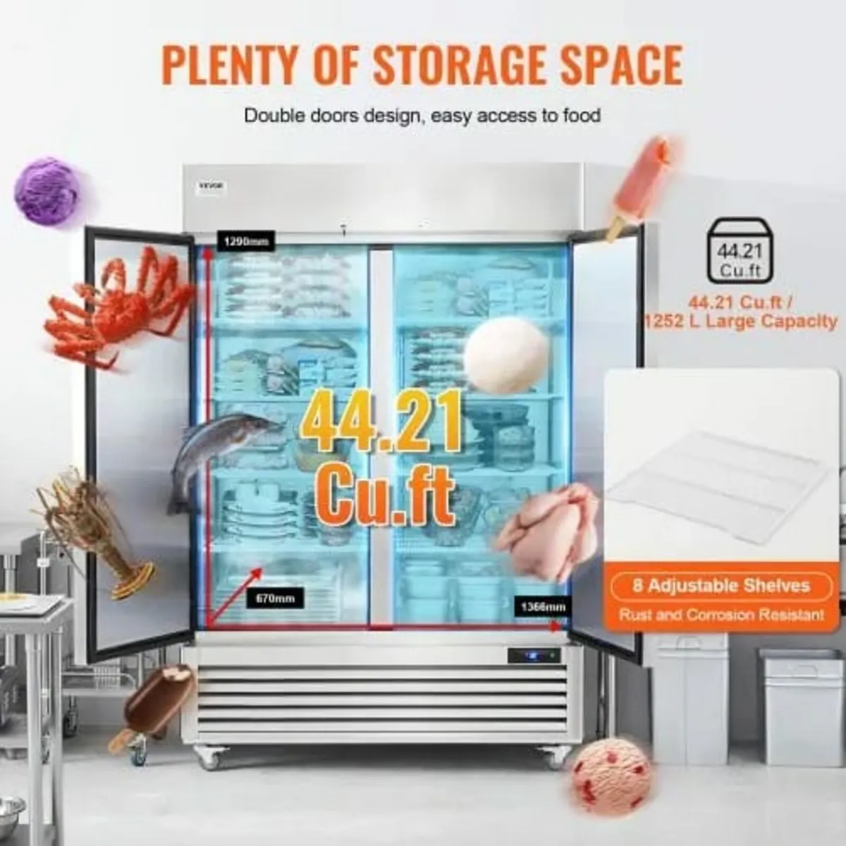 Commercial Freezer 38.83 Cu.ft, Reach In Upright F - Image 3