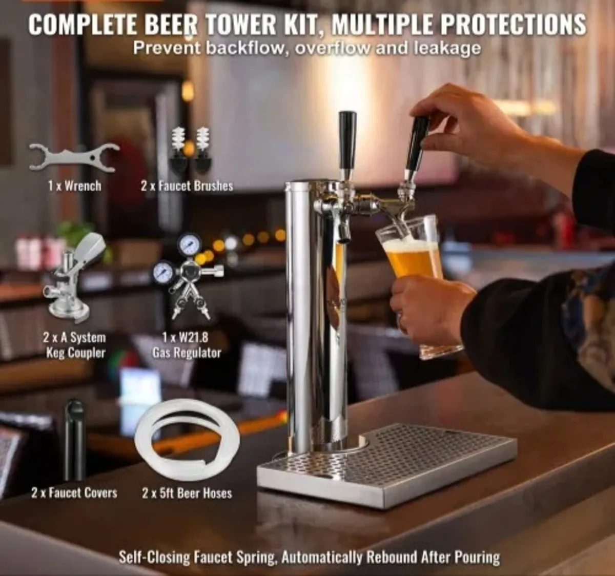 Tower Kit, Dual Taps Beer Conversion Kit - Image 2