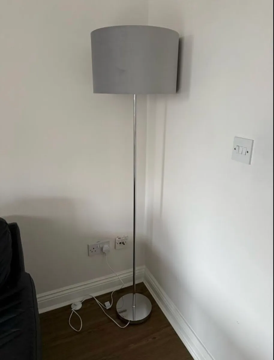 Grey velvet floor lamp, mint condition, like new - Image 1
