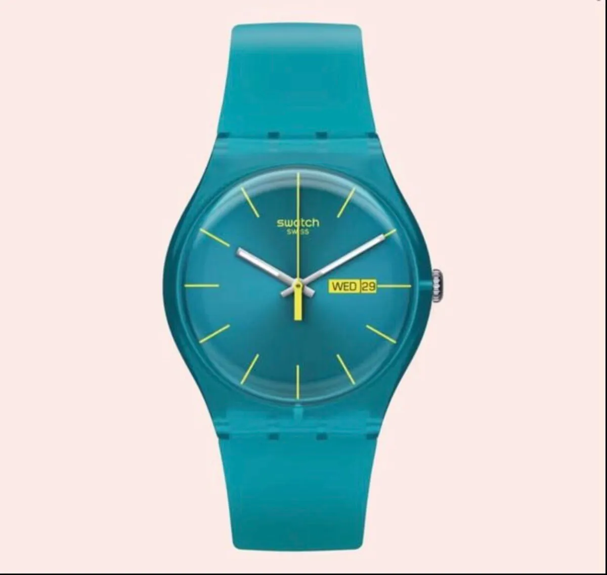 Swatch watch unisex turquoise rebel, like new - Image 4