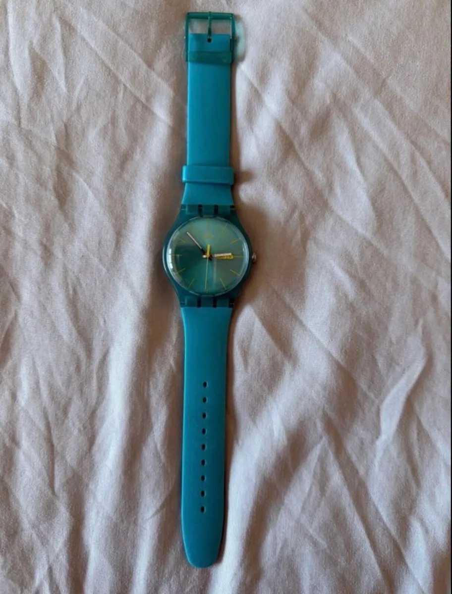 Swatch watch unisex turquoise rebel, like new - Image 2