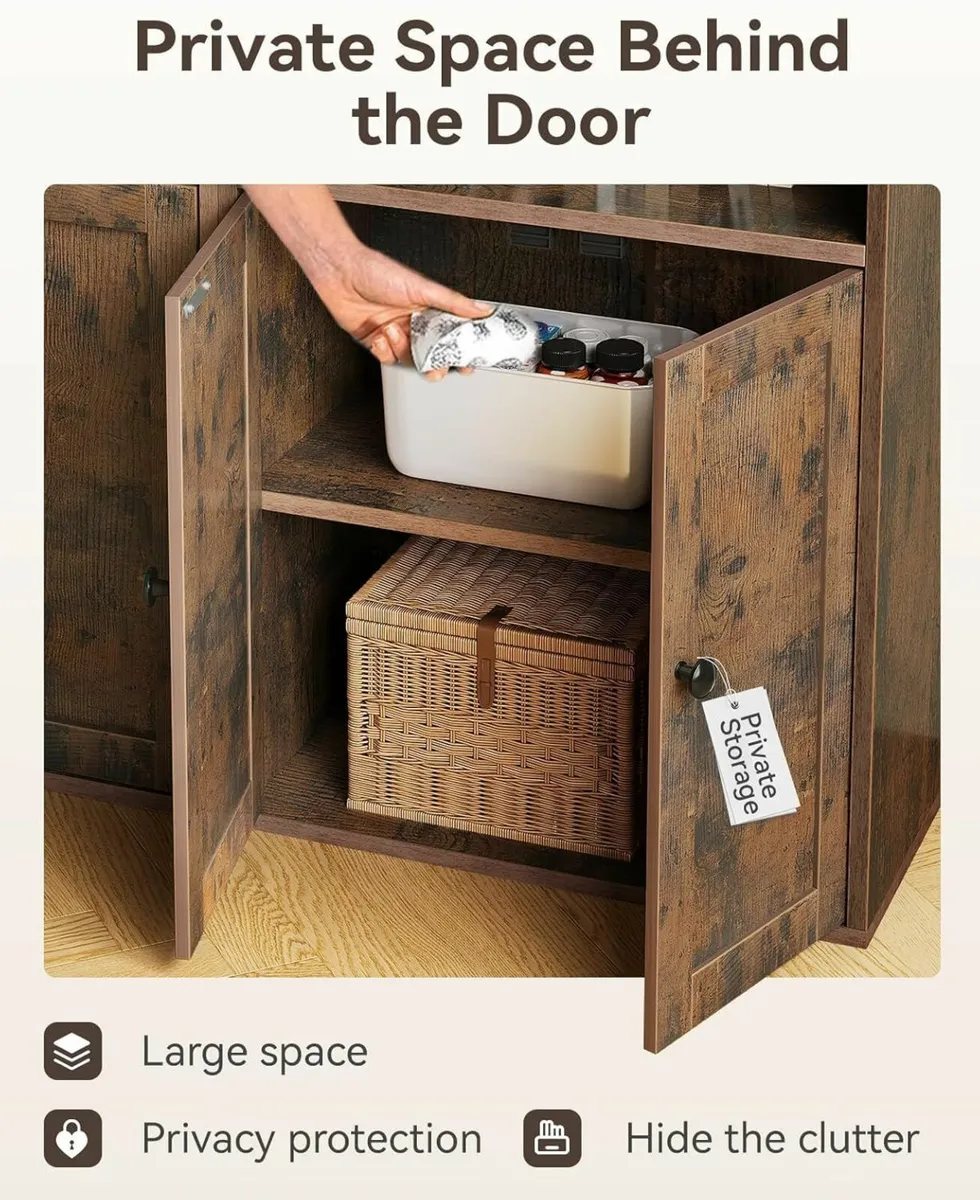 6-Tier Bookcase with Doors and Cabinet Bookshelf - Image 4