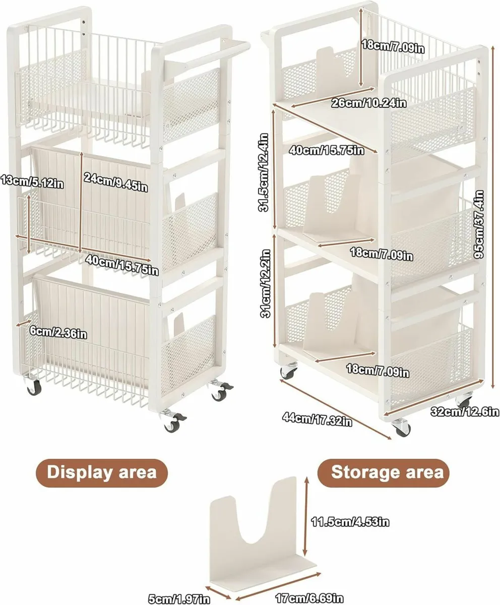 Book Cart with Wheels 150 lbs Library Handle - Image 2