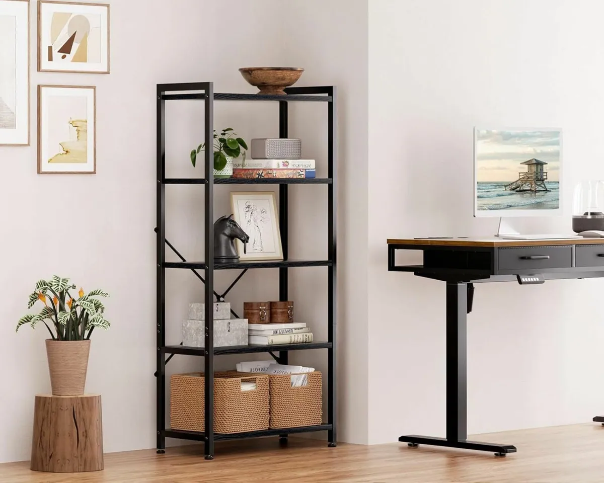 Book Shelf Tall Bookshelf Wood Bookcase Shelves - Image 2