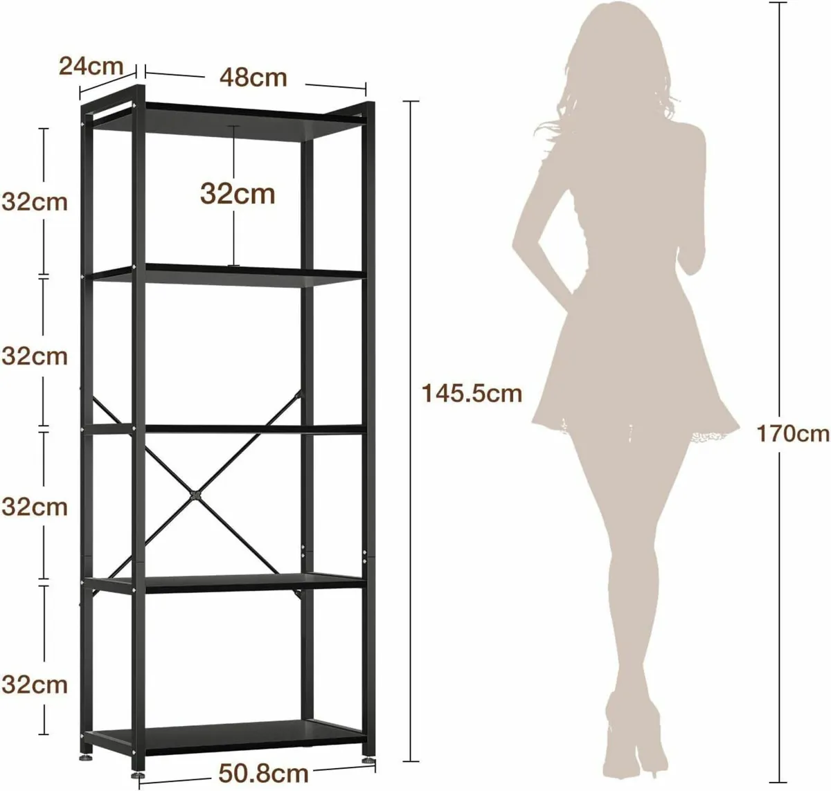 Book Shelf Tall Bookshelf Wood Bookcase Shelves - Image 3