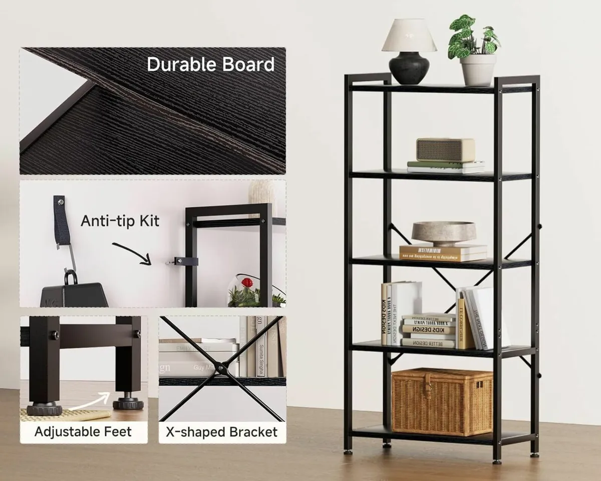 Book Shelf Tall Bookshelf Wood Bookcase Shelves - Image 4