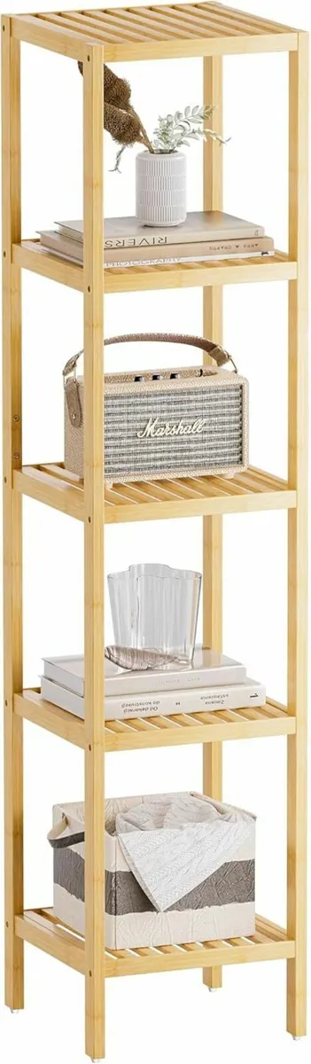 Bathroom Storage Shelf 5-Tier Bamboo Rack - Image 1