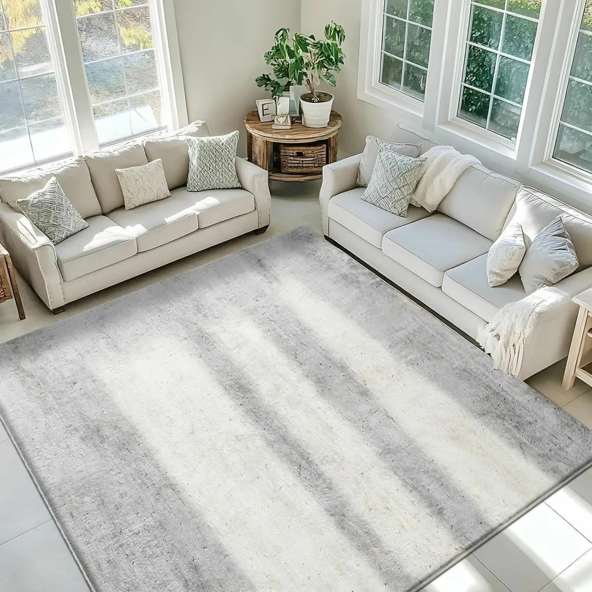 Rugs Living Room Large Rug 200x300cm Brown/White - Image 2
