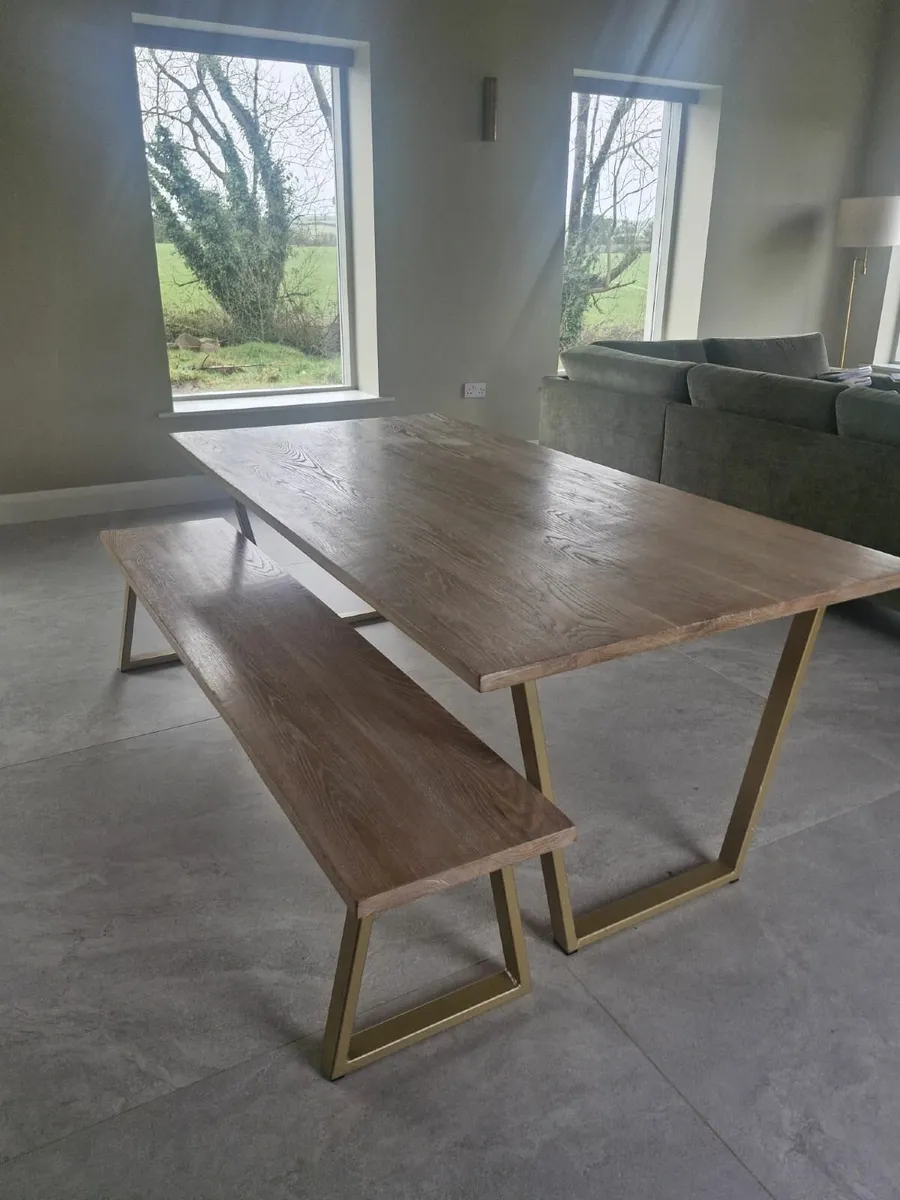 Oak kitchen table & bench - Image 1