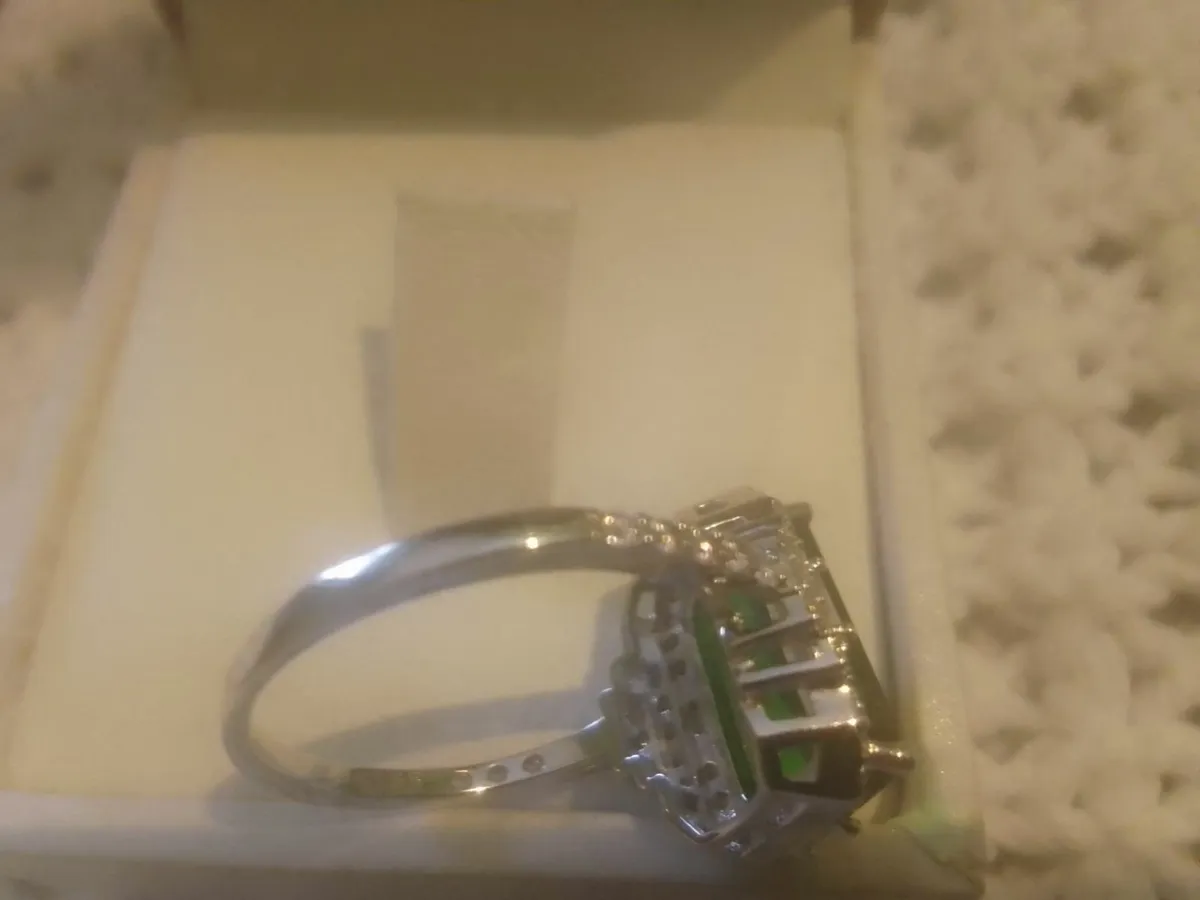 Sterling Silver vintage diopside & topaz ring L - Image 4