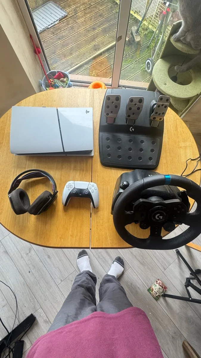 PS5 Digital + Logitech G535 headset +Logitech G923 - Image 1