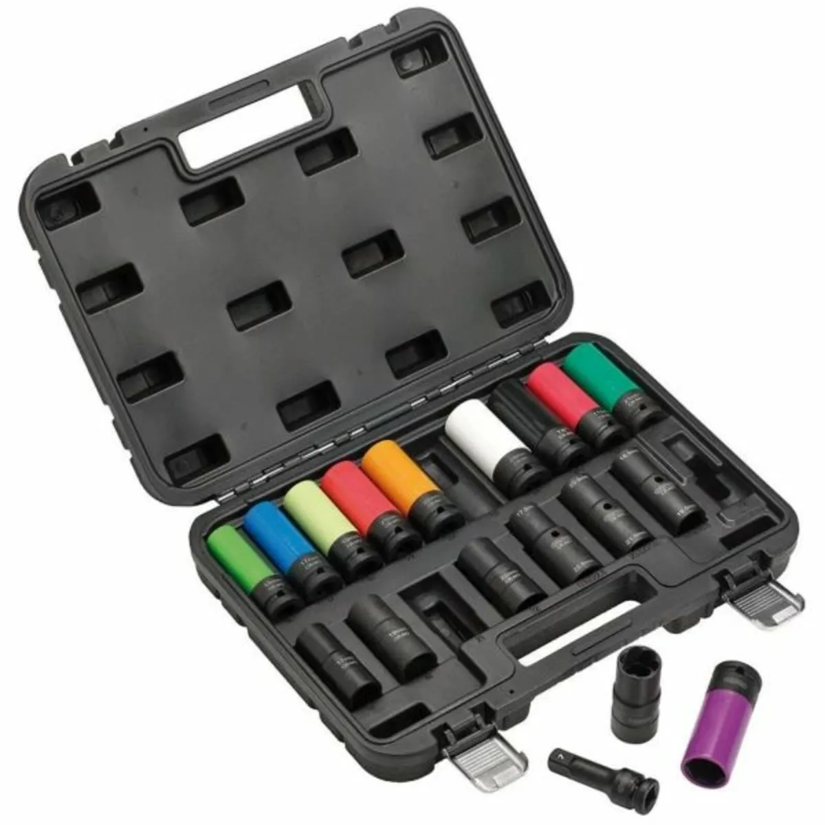 Draper Wheel Nut Socket Set, 1/2" Sq. Dr. (18 Pcs) - Image 1