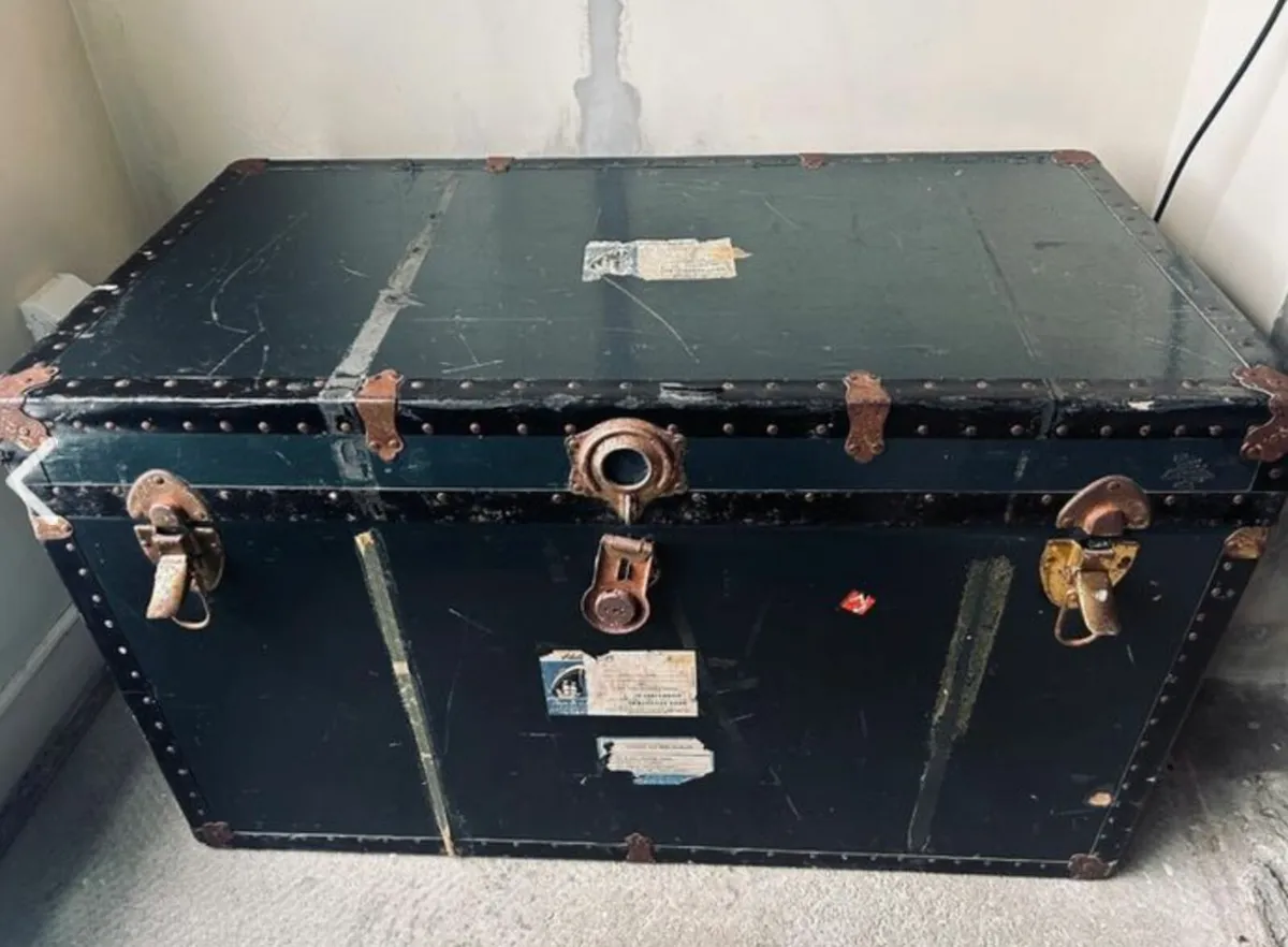 Vintage Holland America Line Steamer Trunk 1960s - Image 1