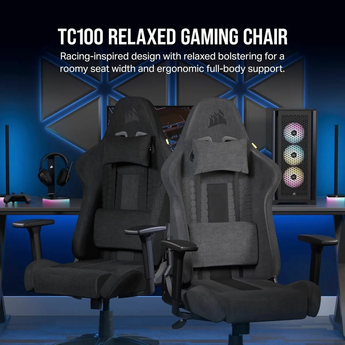 TC100 RELAXED Gaming Chair - Fabric Racing-Inspire - Image 2